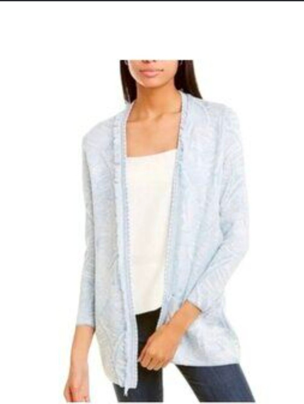 Casual Pastel Aztec patterned Blue and White Cardigan
